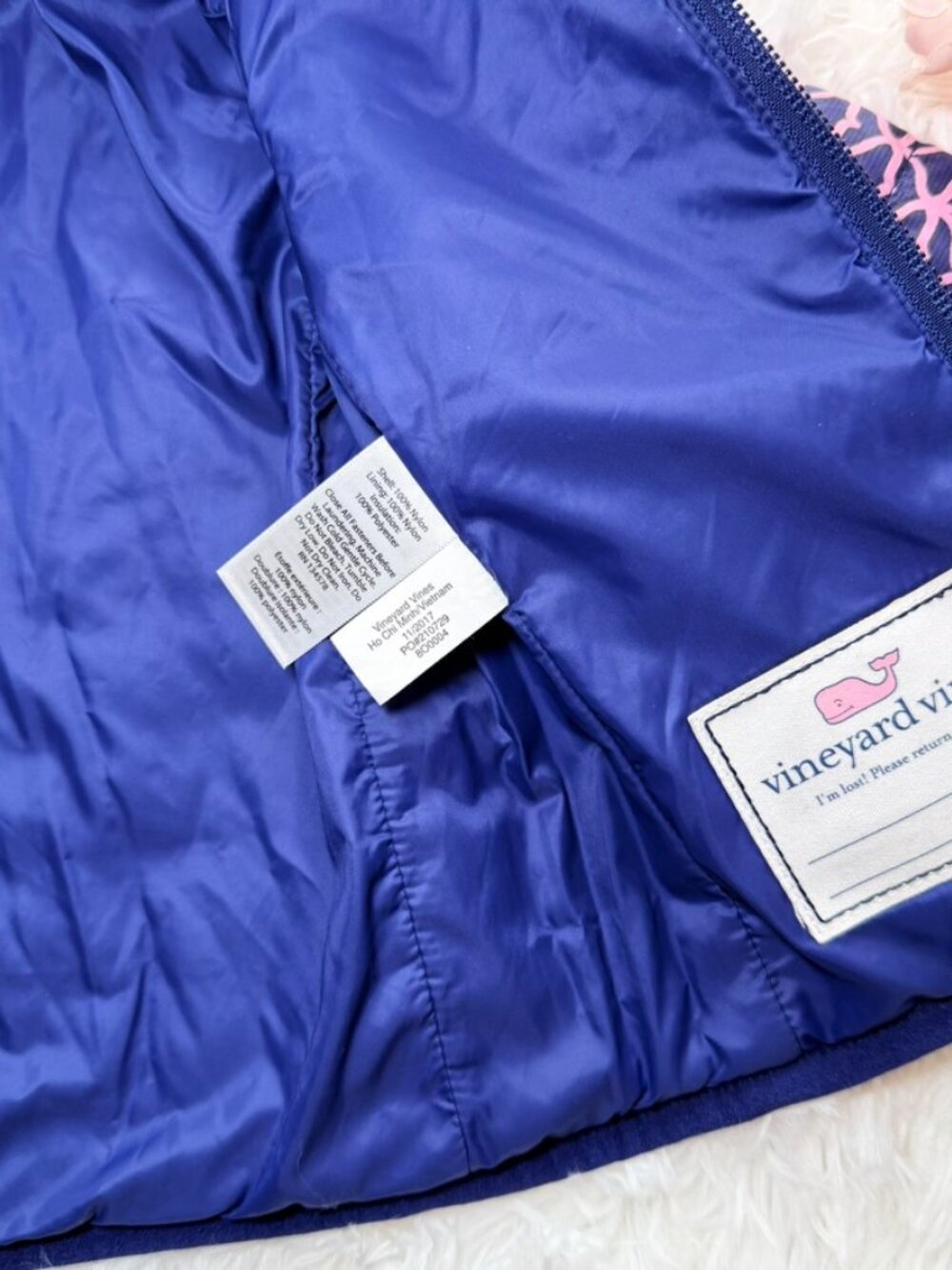 Vineyard Vines Baby Girls Quilted Puffer Jacket 0-3M Pink Navy - Picture 11 of 11